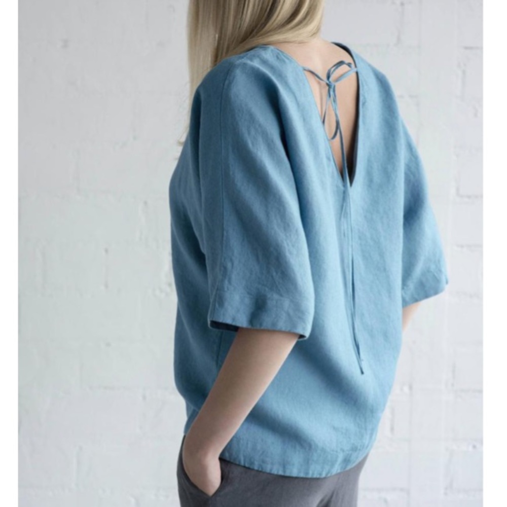 Handmade loose linen summer blouse